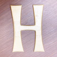 品番0241-2　ウッドレター　アルファベット　レターサイン　『H』　木製　ゴールド　文字　ウォールサイン　ヴィンテージ　金沢店