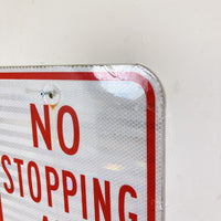 品番0210-2　ロードサイン　NO STOPPING ANY TIME　常時停車禁止　左方向矢印　トラフィックサイン　看板　標識　ヴィンテージ　金沢店