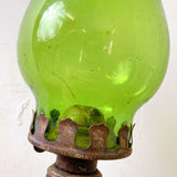 品番2307-2　オイルランプ　テーブルランプ　ガラス製　グリーン　照明　インテリア　レトロ　アンティーク