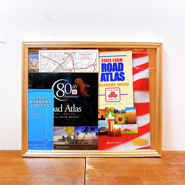 品番1514　アート　アメリカ　道路地図　ROAD ATLAS　マップ　額装　ヴィンテージ　金沢店