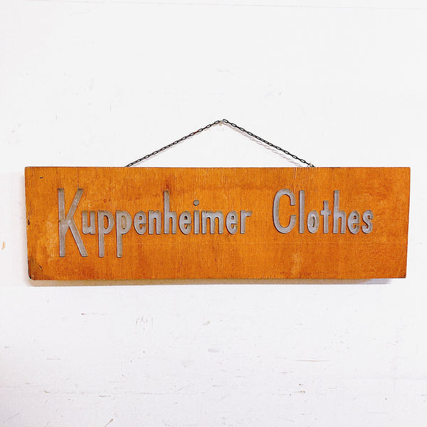 品番1212　サインボード　Kuppenheimer Clothes　クッペンハイマー　看板　ディスプレイ　インテリア　ヴィンテージ　金沢店