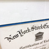 品番0241　アート　New York Stock Exchange　Certificate Of Listing　ニューヨーク証券取引所　上場証明書　ジョセフ・ペネル　ヴィンテージ　金沢店