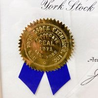 品番0241　アート　New York Stock Exchange　Certificate Of Listing　ニューヨーク証券取引所　上場証明書　ジョセフ・ペネル　ヴィンテージ　金沢店