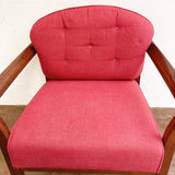 品番0025　イージーチェア　リビングチェア　ラウンジチェア　一人掛け　椅子　レッド　アンティーク