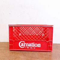 品番3232-3　ミルククレート　Carnation　プラスチックコンテナ　プラスチックケース　レッド　コンテナボックス　ヴィンテージ　金沢店