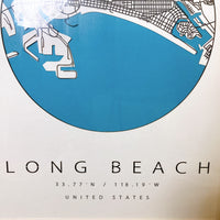 品番3679　アート　LONG BEACH　ロングビーチ　ブラウンフレーム　ウォールアート　額装　ヴィンテージ