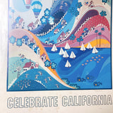 品番3943　ポスター　CELEBRATE CALIFORNIA　カリフォルニアを祝う　サイン入り　ウォールアート　額装　ヴィンテージ