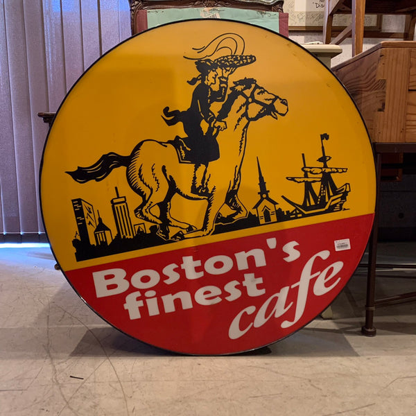 品番4009 看板 ラウンド  丸 Boston's Finest cafe ディスプレイ ヴィンテージ 　千葉店