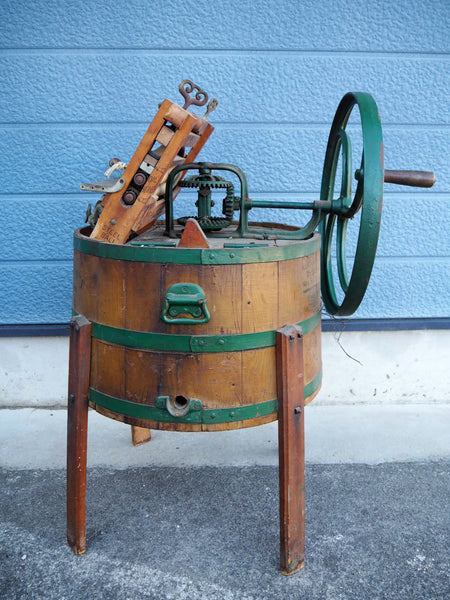 品番1865　木製　手回し洗濯機　19世紀　レトロ　アンティーク　ディスプレイ　ヴィンテージ　金沢店