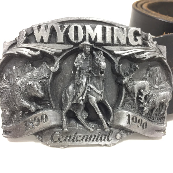 品番0085　レザー ベルト　ブラック　Wyoming Centennial　ワイオミング センテニアル　USA　ヴィンテージ　011