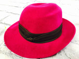 品番1218　フェルトハット　ウールハット　Lancaster（ランカスター）　ピンク　帽子　ハットバンド　レディース　ヴィンテージ