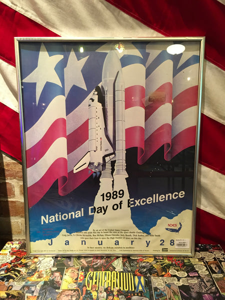 品番4073　NASA ポスター　1989 National Day of Excellence　January28　ウォールアート　額装　インテリア　ヴィンテージ　千葉店