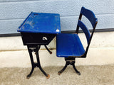 品番2628　スクールデスクセット　学習机セット　ブルー　子供用　机　椅子　ヴィンテージ　金沢店