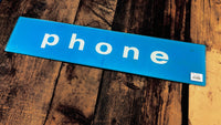品番0100　看板　phone　サインプレート　ガラス製　ブルー　アメリカン雑貨　ヴィンテージ　金沢店